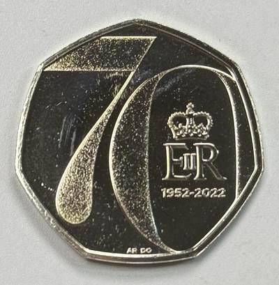 S&S Numismatic世界钱币-拍卖 第122期  - 英国2022年 伊丽莎白二世女皇登基70周年 50便士纪念币 BU