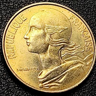 泉币菌-第206场-拍品多 请提前出价 法国1974年20生丁铜币 玛丽安娜 入欧前末版 绝版