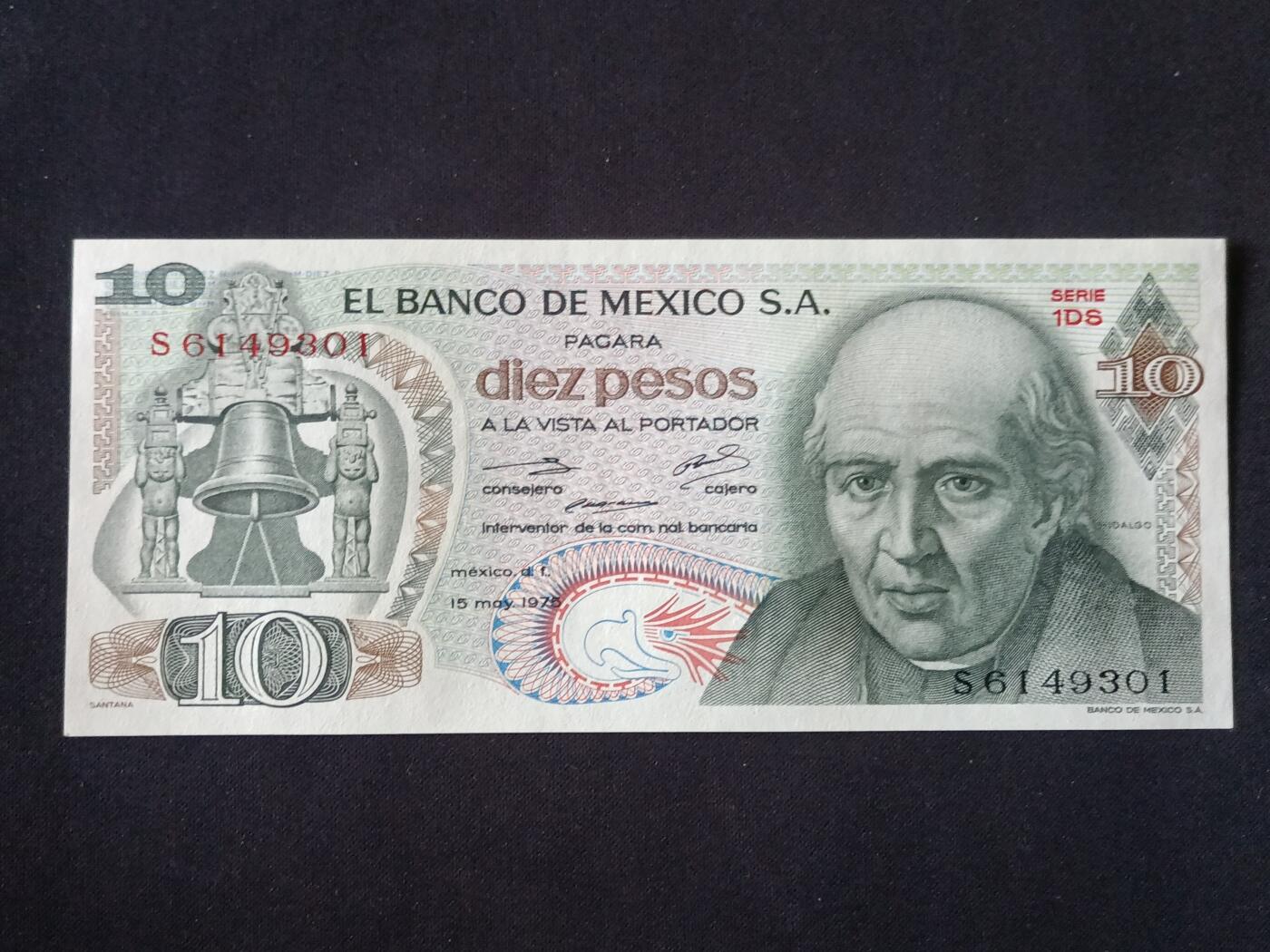 【游宝拍卖】丙午马年第10期 墨西哥-10比索【1977年 全新UNC】