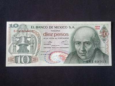 【游宝拍卖】丙午马年第10期 - 墨西哥-10比索【1977年 全新UNC】