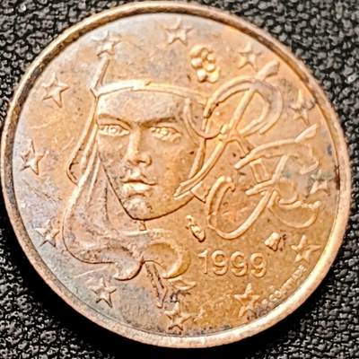 泉币菌-第206场-拍品多 请提前出价 1999年 法国5欧分硬币 玛丽安娜21MM 