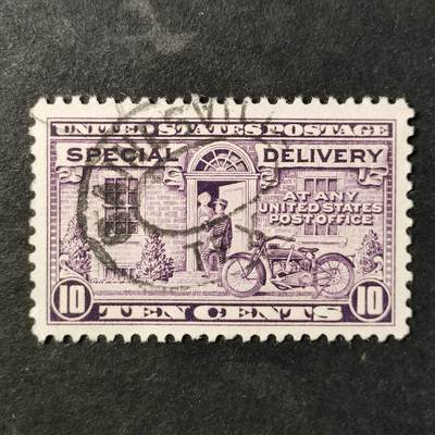 ↓君缘收藏758期☞钱币邮品↓无佣金、可寄存、满30元包邮  - 美国古典邮票，1922年快递邮票·邮差与哈雷戴维森22J型摩托车邮票雕刻版1全