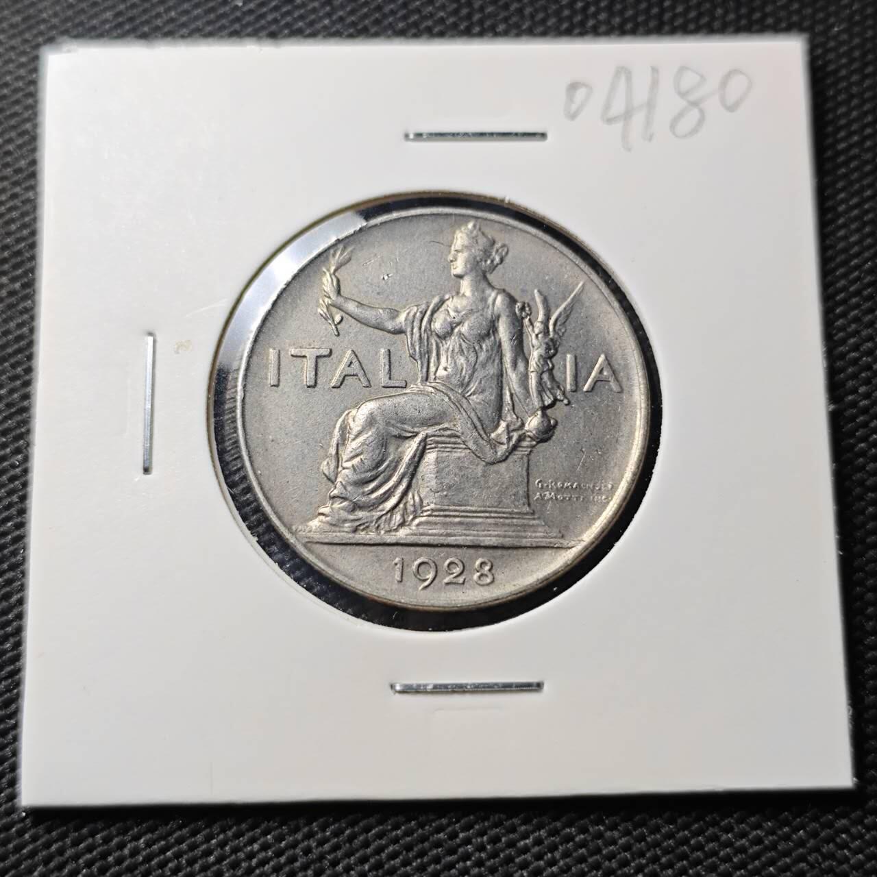 KK钱币收藏小铺   第404期 2月预留时间 周末发货  1928意大利1里拉