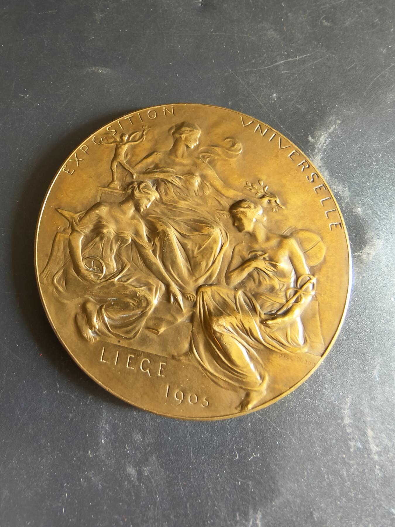 老王徽章第186期 比利时1905年列日世界博览会大铜章     直径70mm    重量126.9g