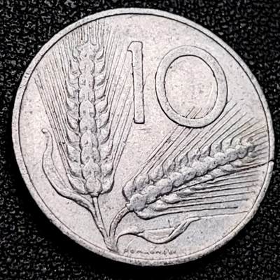 泉币菌-第206场-拍品多 请提前出价 1955年 意大利10里拉 铝币 麦穗古犁 23.2mm