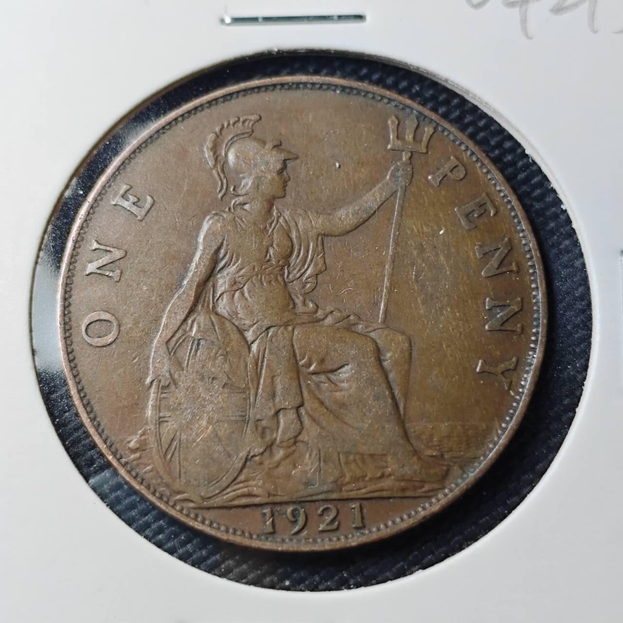 KK钱币收藏小铺   第404期 2月预留时间 周末发货  1921英国1便士铜币