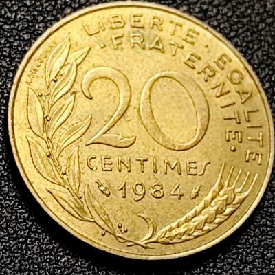 泉币菌-第206场-拍品多 请提前出价 - 1984年 法国20生丁 麦穗女神 20mm铜币