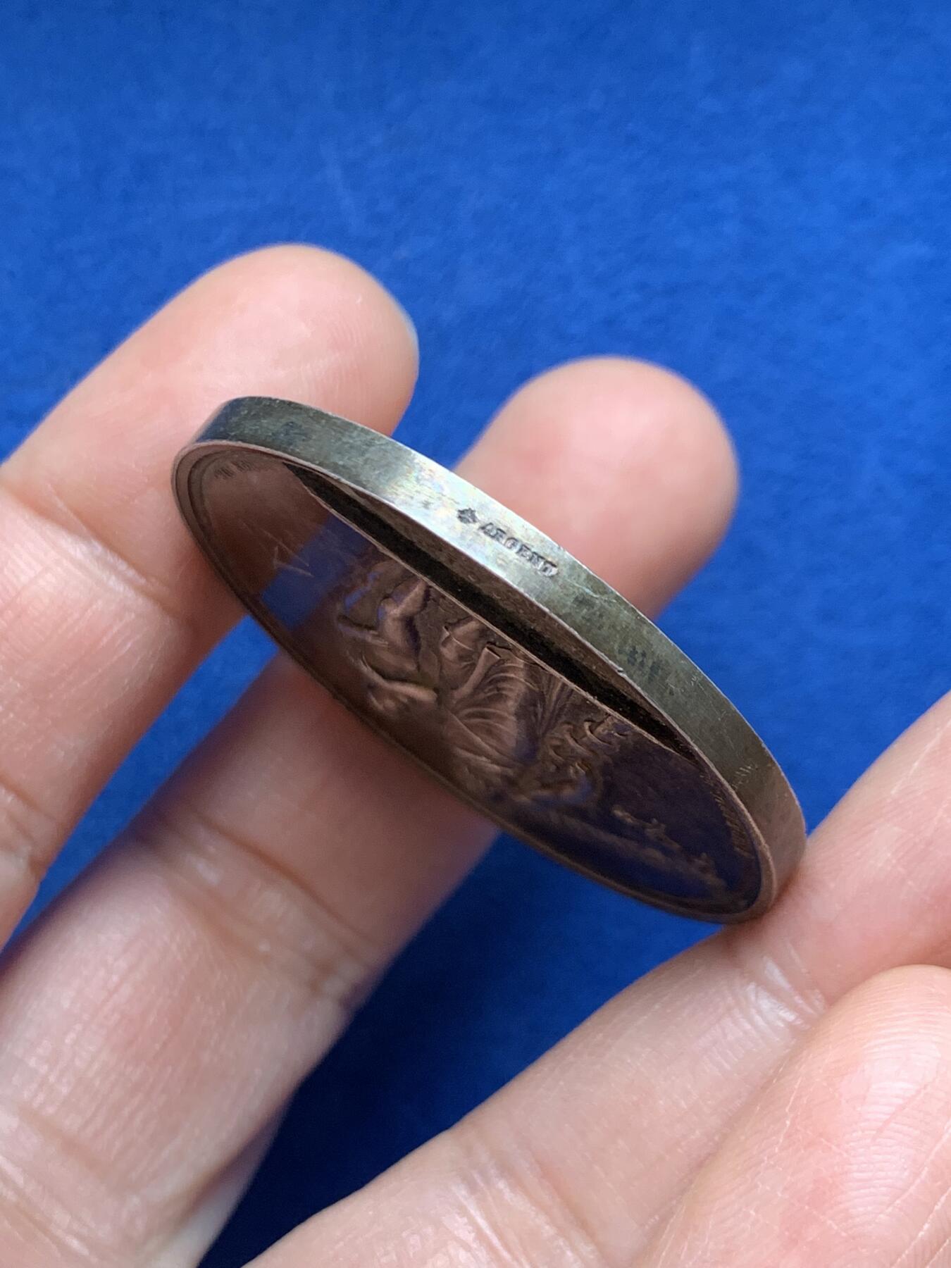 《竞宝斋》第469场 周日，周一 2场连拍 （全场包邮）欢迎送拍 法国疫苗接种纪念银章 37.3克 40.8mm 蜜蜂银标