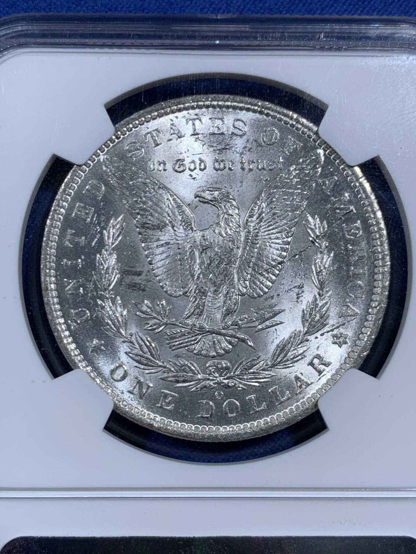 《竞宝斋》第469场 周日，周一 2场连拍 （全场包邮）欢迎送拍 NGC UNCD 美国1885年摩根银币，整体观感极佳，原光强烈，性价比之选