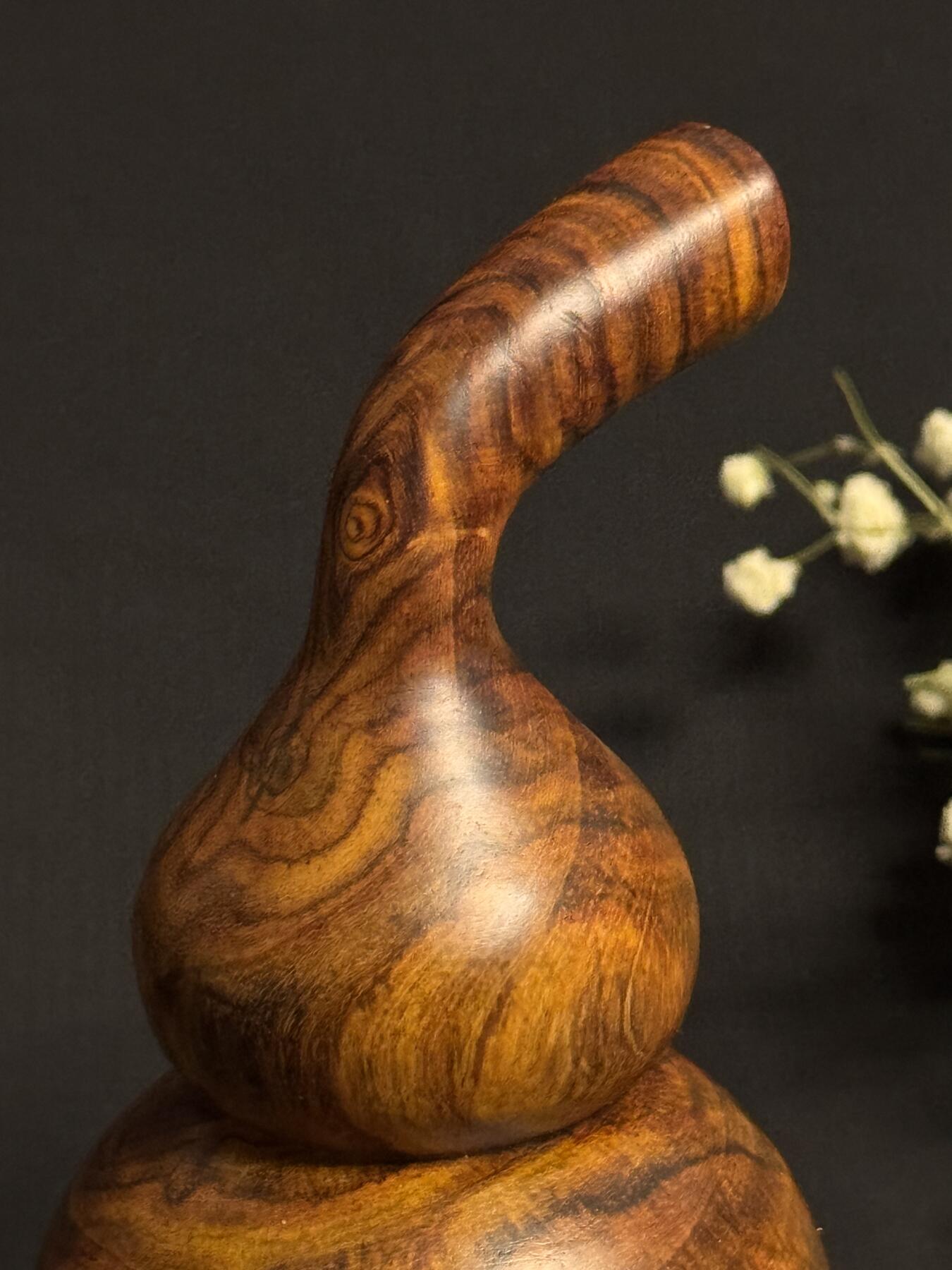 零元拍：越南黄花梨  宝瓶 手把件 福禄（葫芦）大肚 65，小肚 43，高 122MM