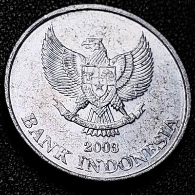 泉币菌-第206场-拍品多 请提前出价 2003年 印度尼西亚500盾鹰徽 27mm 铝币