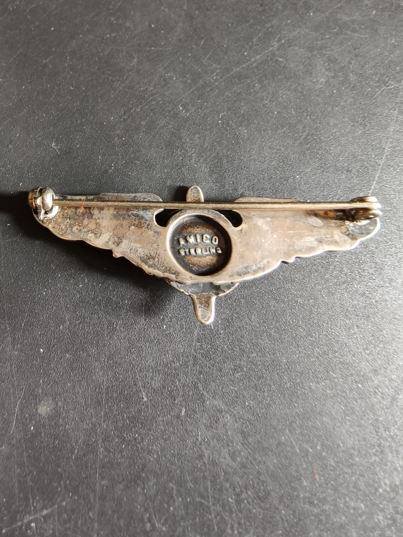 老王徽章第186期 美国二战陆军航空兵飞行机械师技能章    2英寸   925银    8g    Amico厂标