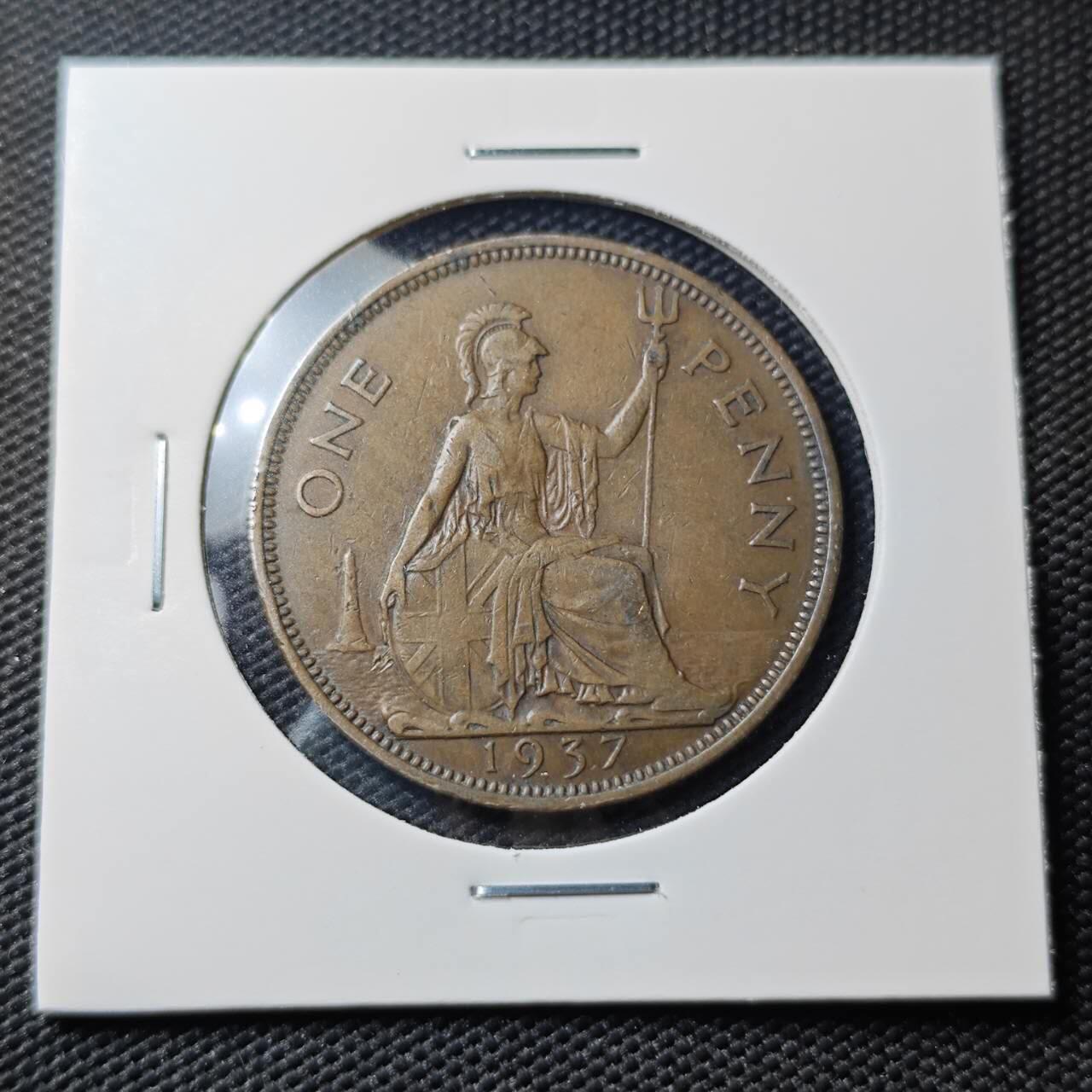 KK钱币收藏小铺   第404期 2月预留时间 周末发货  1937英国1便士铜币