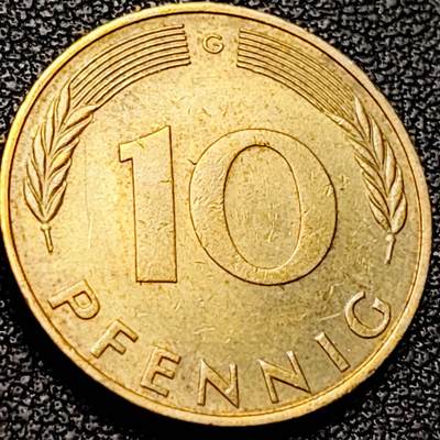 泉币菌-第206场-拍品多 请提前出价 - 联邦德国 1971年10芬尼铜币 橡树麦穗  直径21.5mm