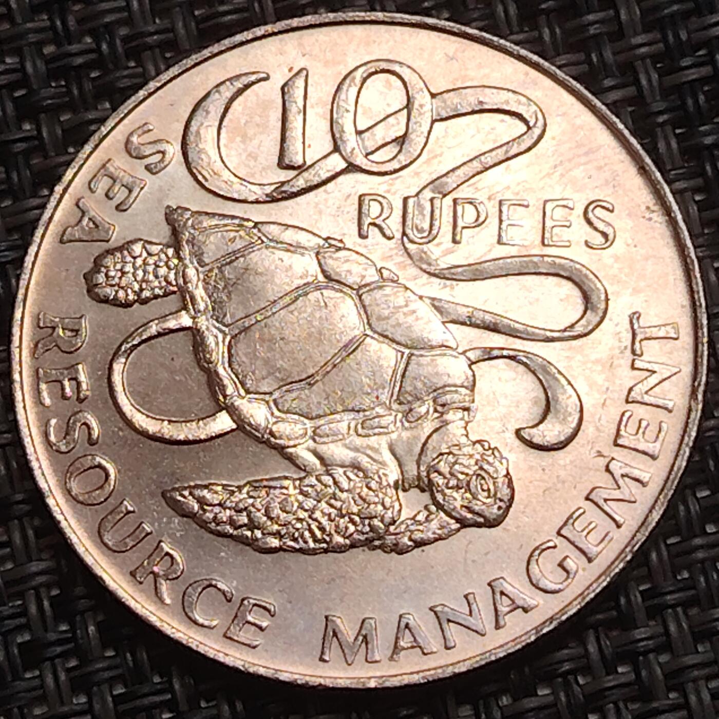 布加迪🐬～世界钱币(上海)🌾第 280 期 /  各国套币和散币 塞舌尔🇸🇨 1977年 10卢比 FAO 纪念币 34.5mm