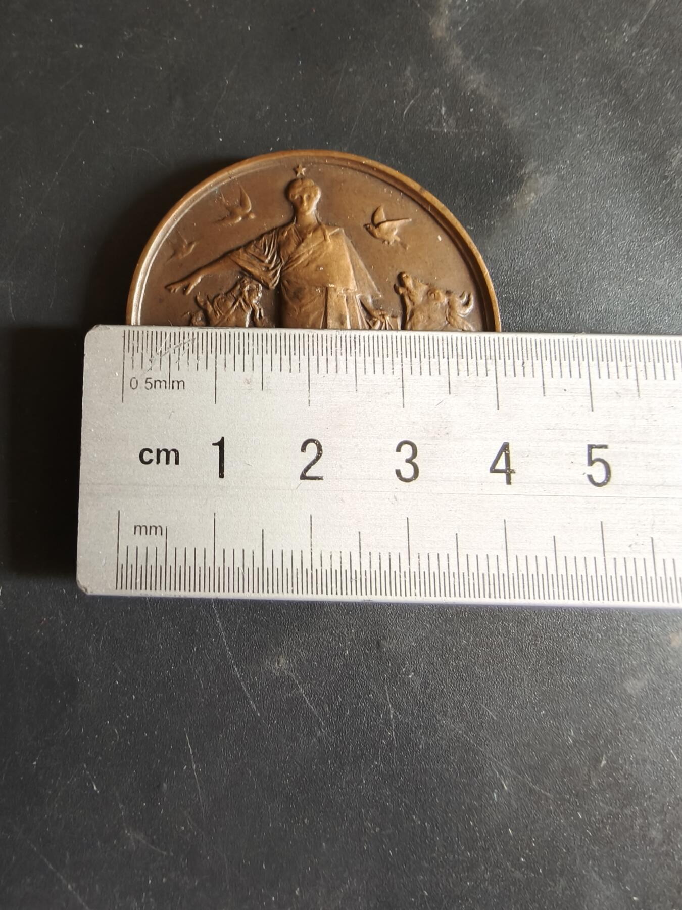 老王徽章第186期 法国巴黎动物保护协会大铜章     直径41mm    重量38.1g