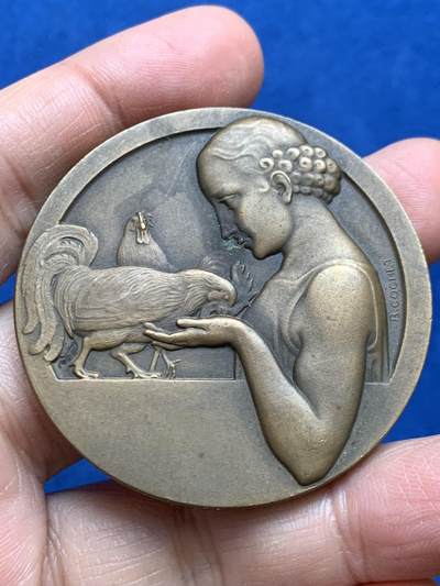 《竞宝斋》第469场 周日，周一 2场连拍 （全场包邮）欢迎送拍 - 法国新艺术农业女神铜章 70克 50mm