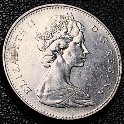 泉币菌-第206场-拍品多 请提前出价 加拿大1975年 5分铜镍硬币 21.2mm 青年低冠女王 海狸