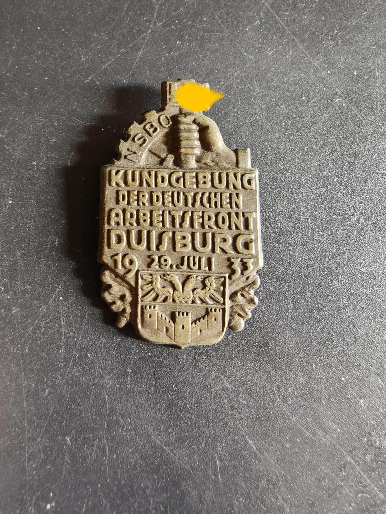 老王徽章第186期 德三1933年杜伊斯堡市NSBO组织集会证章