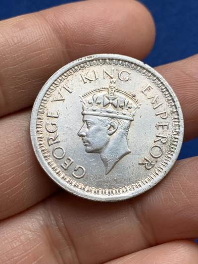 《竞宝斋》第469场 周日，周一 2场连拍 （全场包邮）欢迎送拍 - 英属印度1945年乔治六世1卢比银币