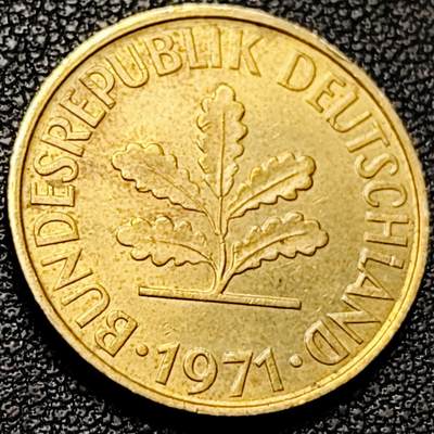 泉币菌-第206场-拍品多 请提前出价 联邦德国 1971年10芬尼铜币 橡树麦穗  21.5mm