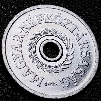 泉币菌-第206场-拍品多 请提前出价 原光美品 匈牙利 1972年2菲勒 中孔铝币 18mm