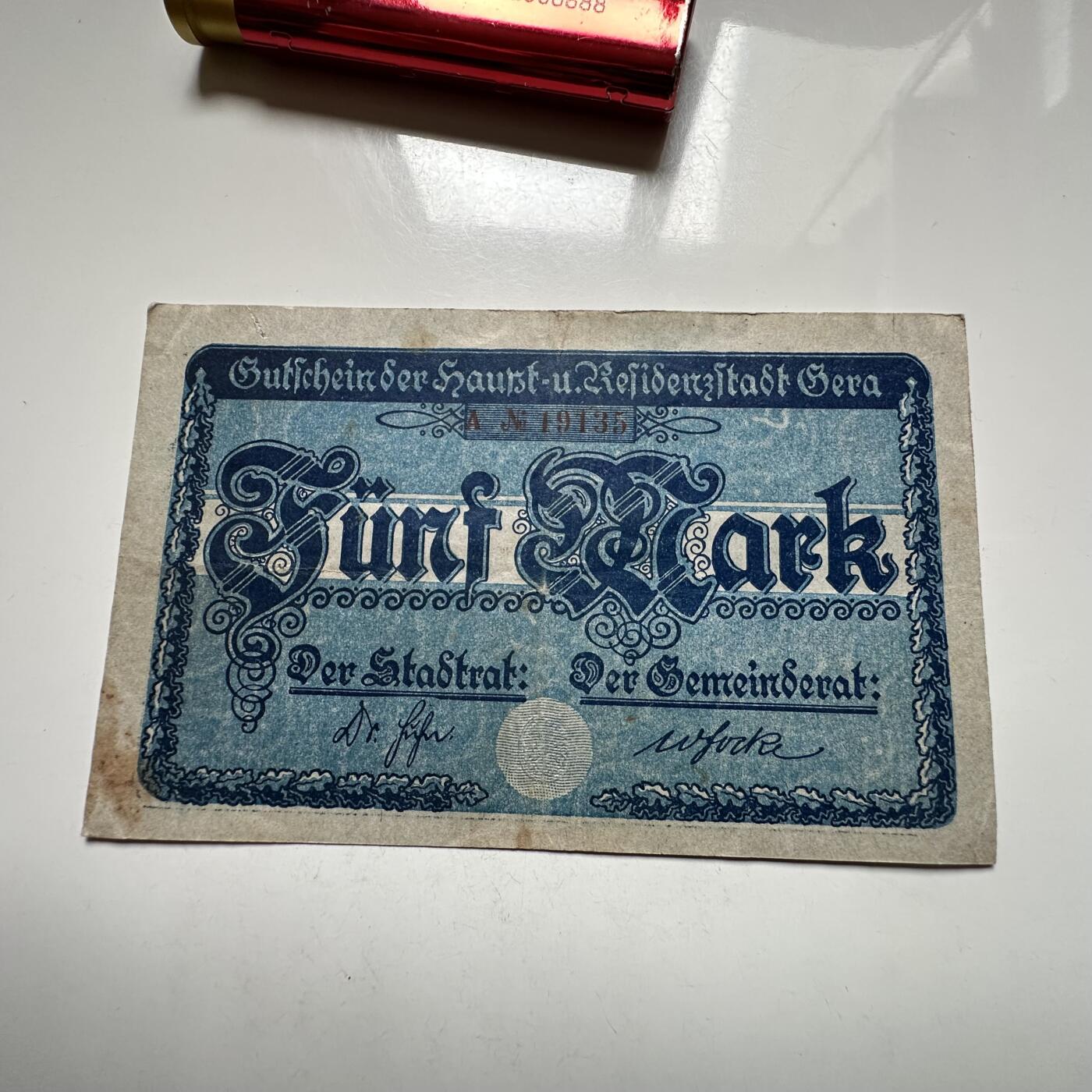 🌹外币初藏🌹🐯2026年第27场   每周二四六晚8️⃣点 接代拍 德国1918年格拉市 5马克紧急纸币 b