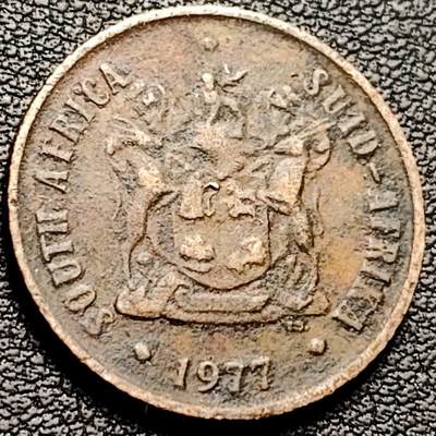 泉币菌-第206场-拍品多 请提前出价 角马 羚羊徽版 南非2分青铜币 1977年 22.45毫米 4.0克