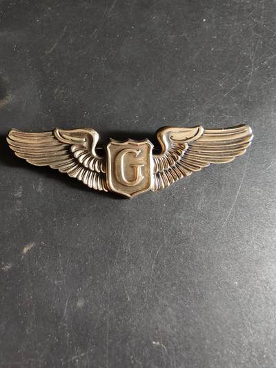 老王徽章第186期 - 美国二战陆军航空兵滑翔机飞行员技能章     3英寸     925银    23.2g