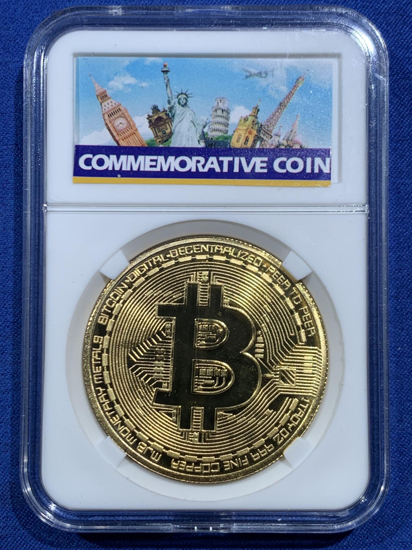 《竞宝斋》第469场 周日，周一 2场连拍 （全场包邮）欢迎送拍 比特币 镀金纪念章 14.5克 40mm