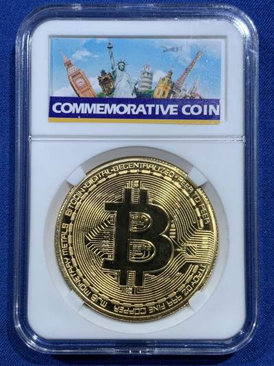 《竞宝斋》第469场 周日，周一 2场连拍 （全场包邮）欢迎送拍 - 比特币 镀金纪念章 14.5克 40mm