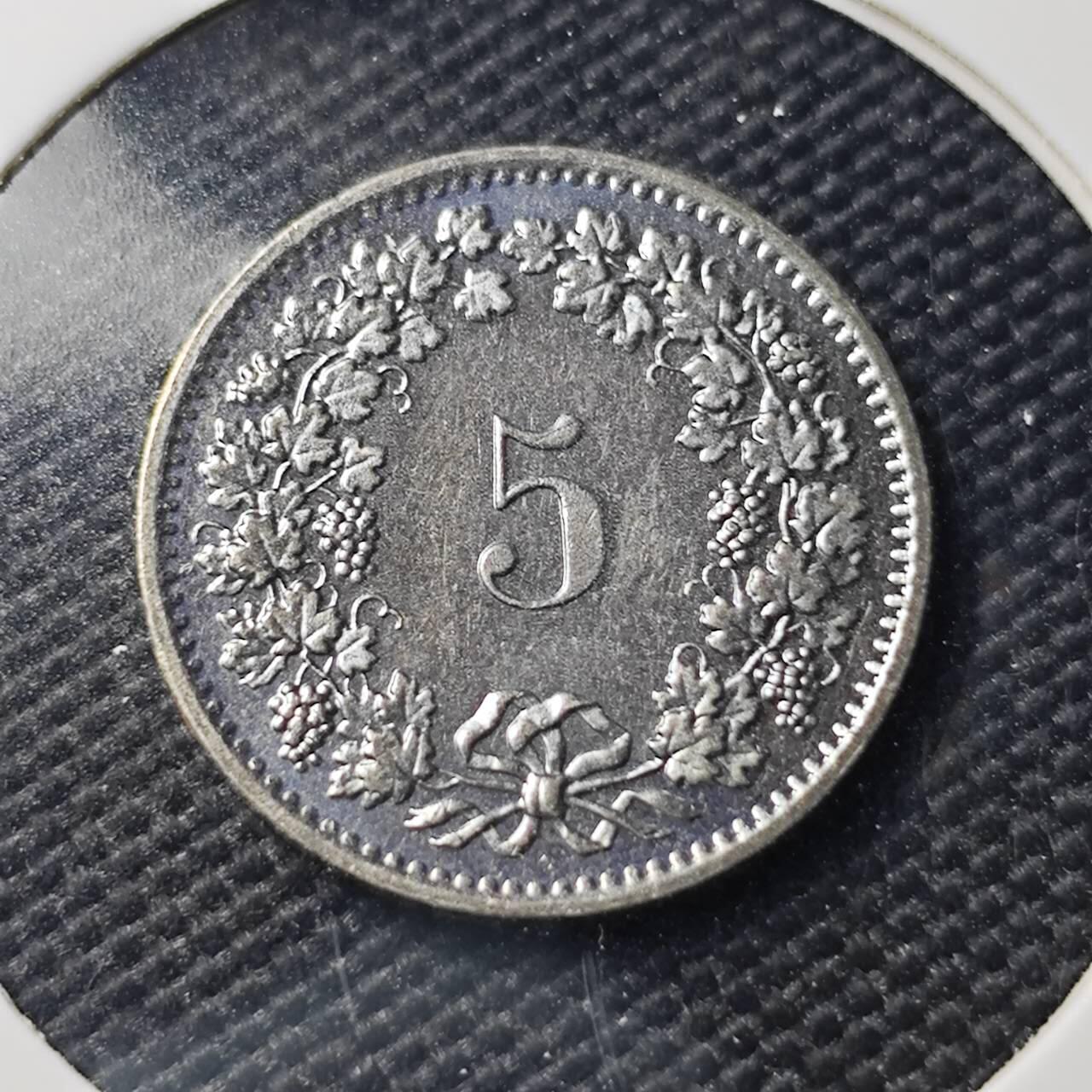 KK钱币收藏小铺   第404期 2月预留时间 周末发货  1980瑞士5分