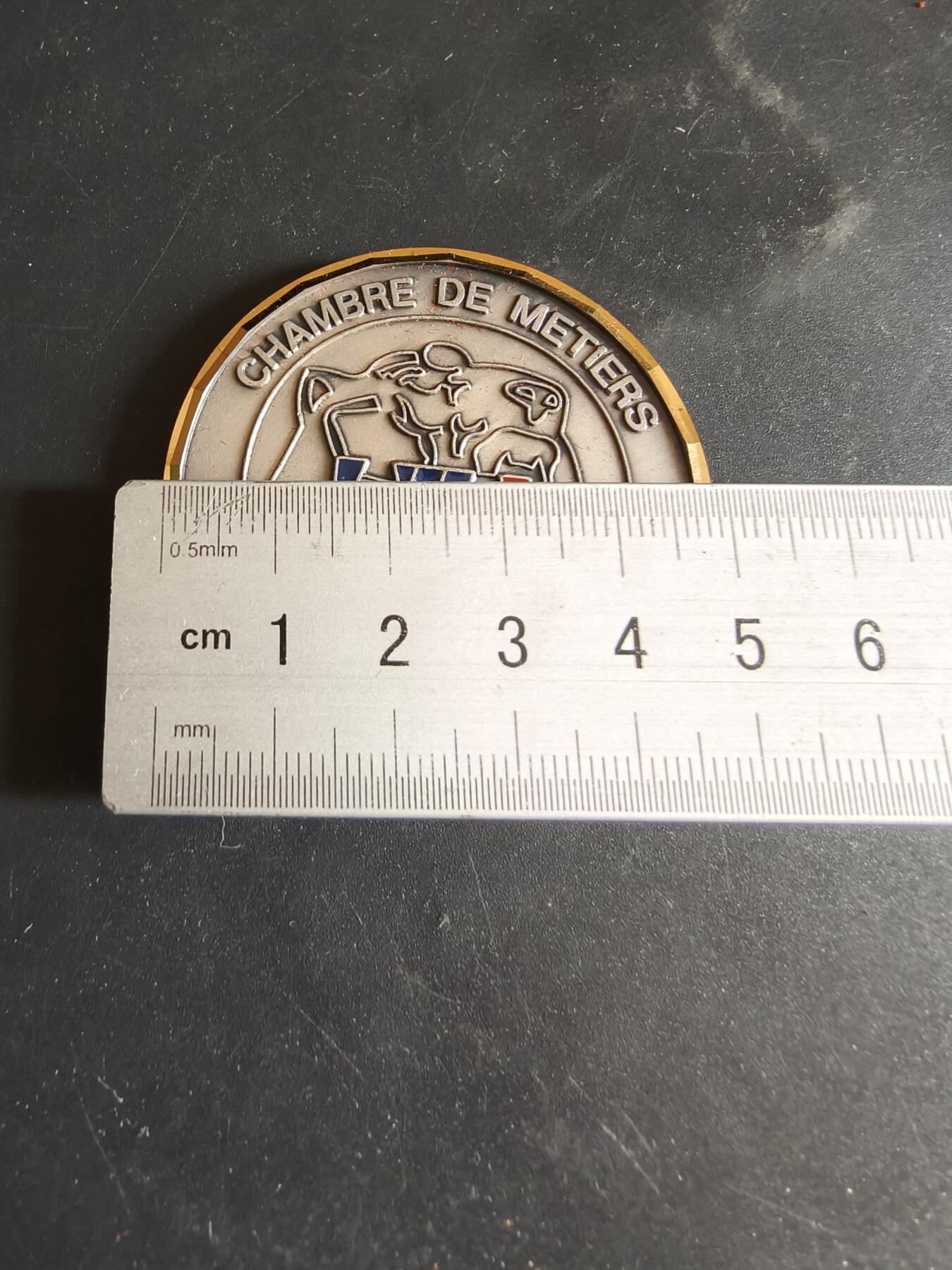 老王徽章第186期 法国贝尔福地区手工业行业工会纪念章    原盒      直径50mm    重量57.2g