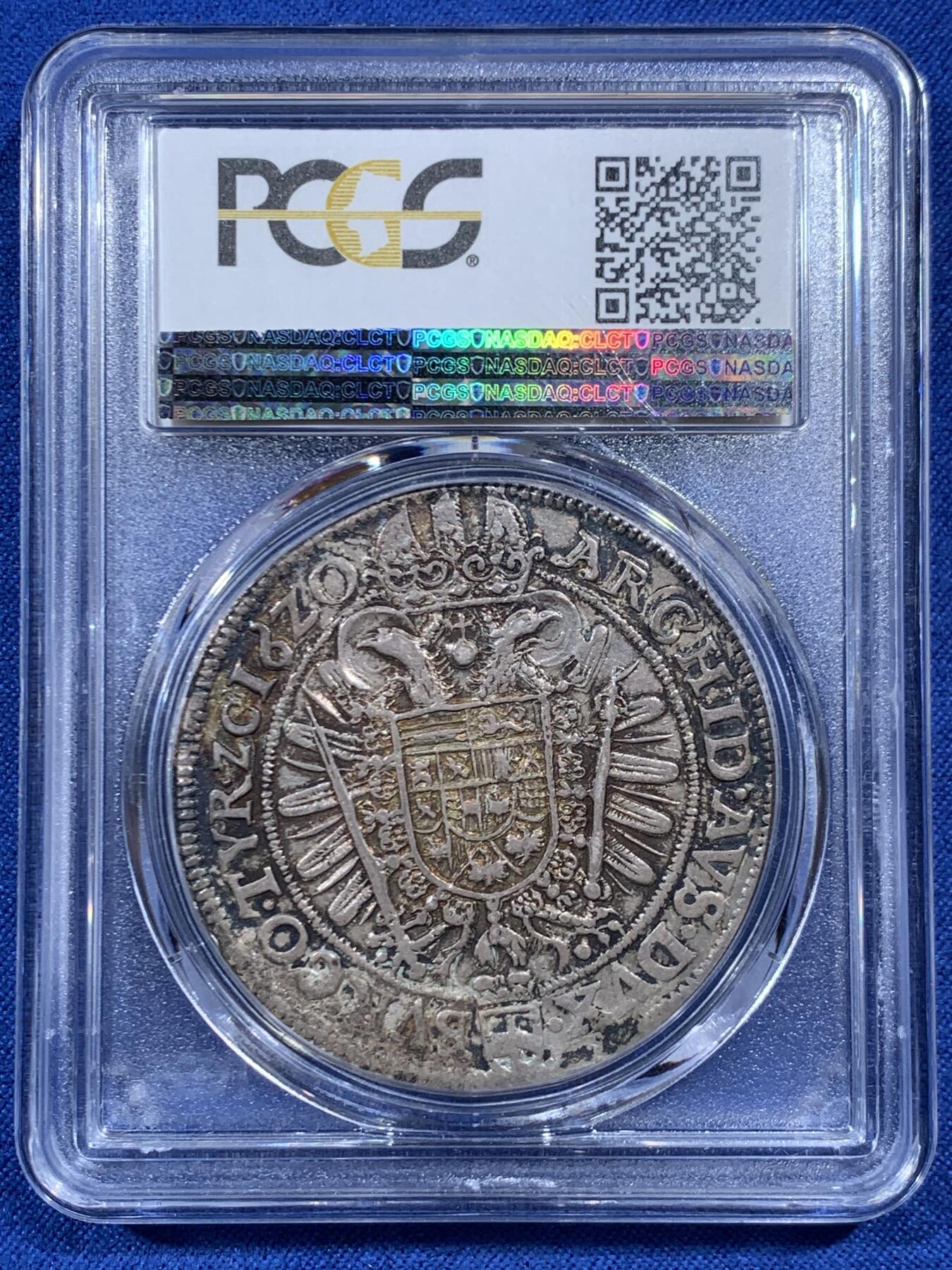 《竞宝斋》第469场 周日，周一 2场连拍 （全场包邮）欢迎送拍 PCGS AU50 奥地利帝国 1620年 斐迪南二世 泰勒大银币 只发行了2年 少见头像