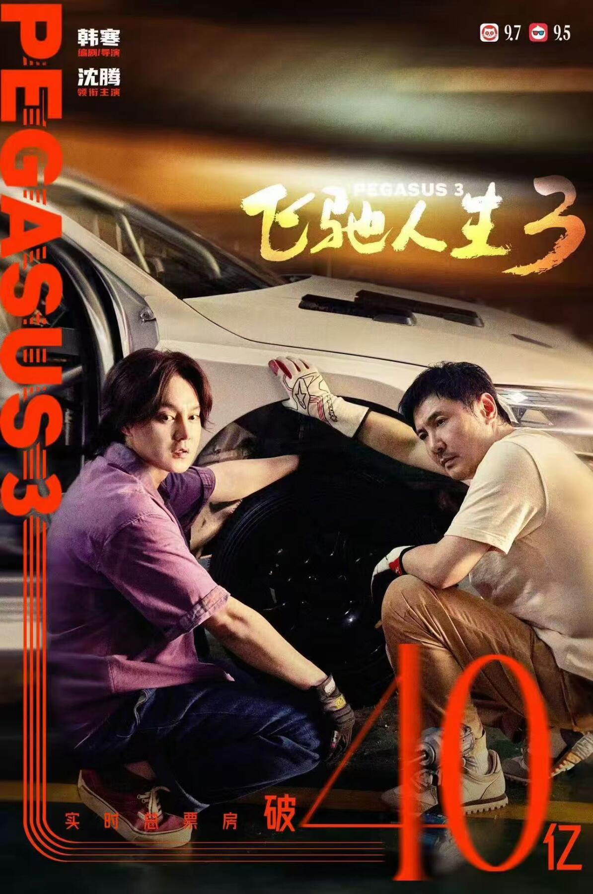 零元拍：导演韩寒，主演沈腾、尹正、魏翔、黄景瑜合签《飞驰人生3》CINITY海报！尺寸：417/296