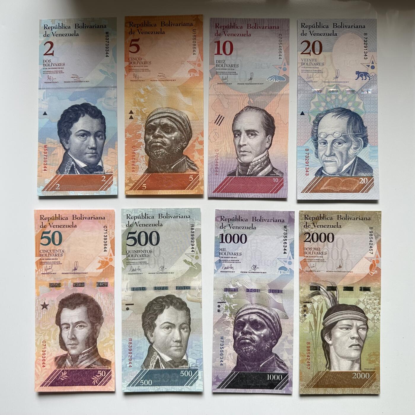 🌹外币初藏🌹🐯2026年第27场   每周二四六晚8️⃣点 接代拍 委内瑞拉全新纸币八张一套