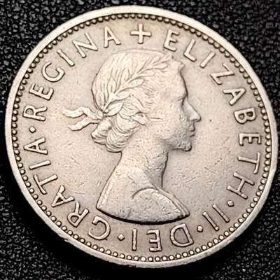 泉币菌-第206场-拍品多 请提前出价 英国早期1963年2先令老镍币 伊丽莎白二世青年女王头像 28.3MM