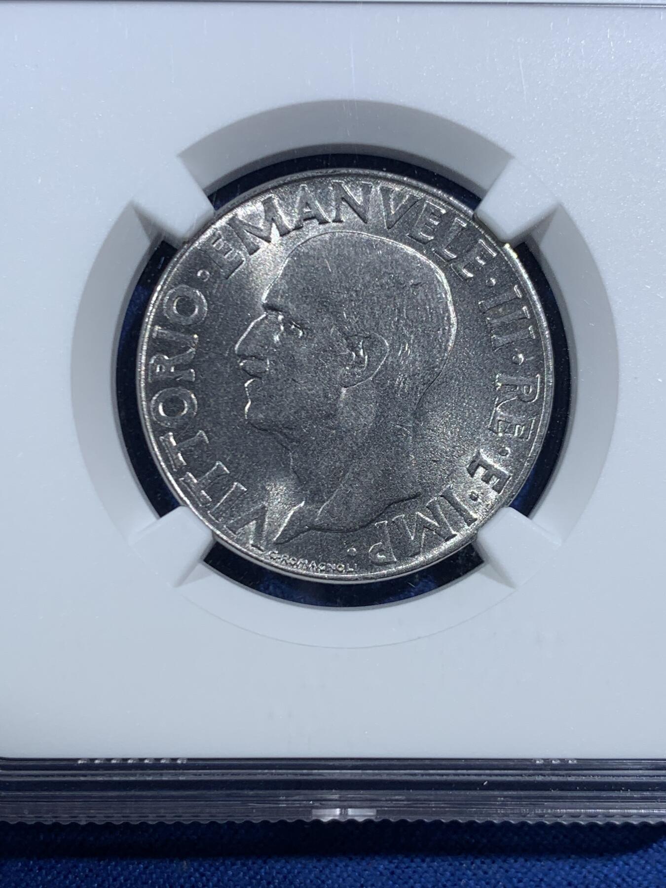 《竞宝斋》第469场 周日，周一 2场连拍 （全场包邮）欢迎送拍 NGC MS64 意大利1942年1里拉