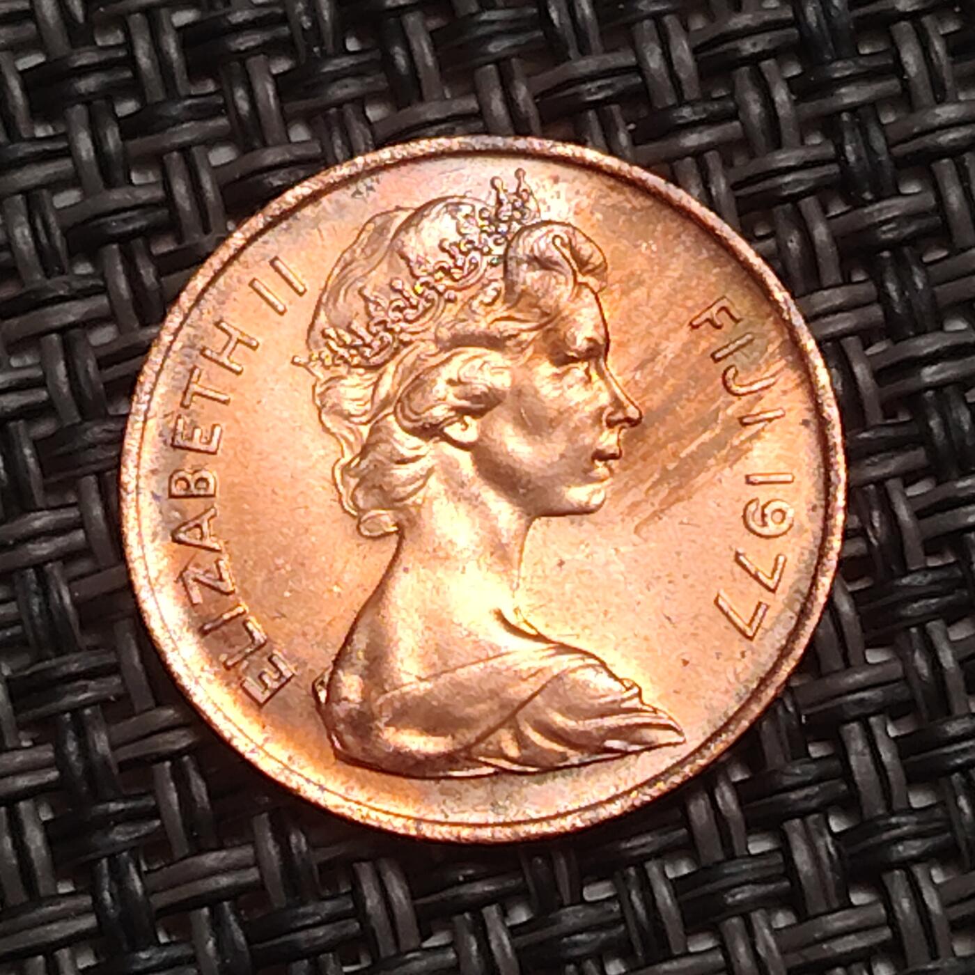 布加迪🐬～世界钱币(上海)🌾第 280 期 /  各国套币和散币 斐济🇫🇯 1974年 1分 FAO纪念币 原光品相