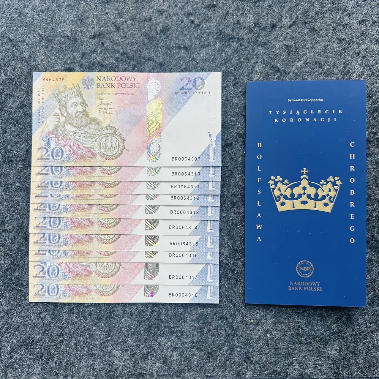 🇵🇱2606¥ ¥波兰2025年20兹落提Hybrid窗口复合钞，纪念波列斯瓦夫一世加冕1000周年（带册和宣传册）