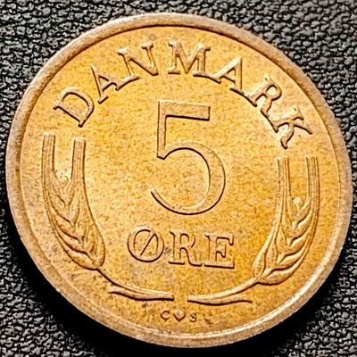 泉币菌-第206场-拍品多 请提前出价 - 带底光 丹麦1963年 5欧尔青铜币 皇冠 24mm