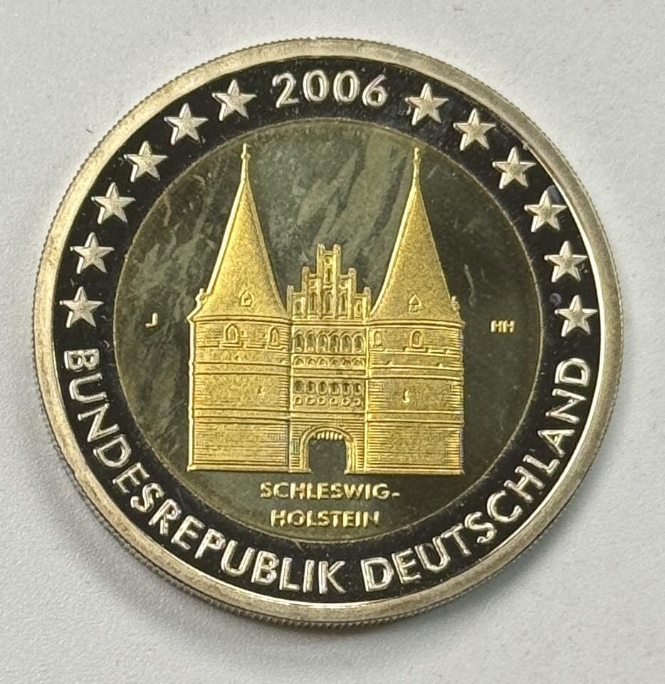 S&S Numismatic世界钱币-拍卖 第122期  德国2006年 石荷州霍尔斯滕门 2欧元双色纪念币
