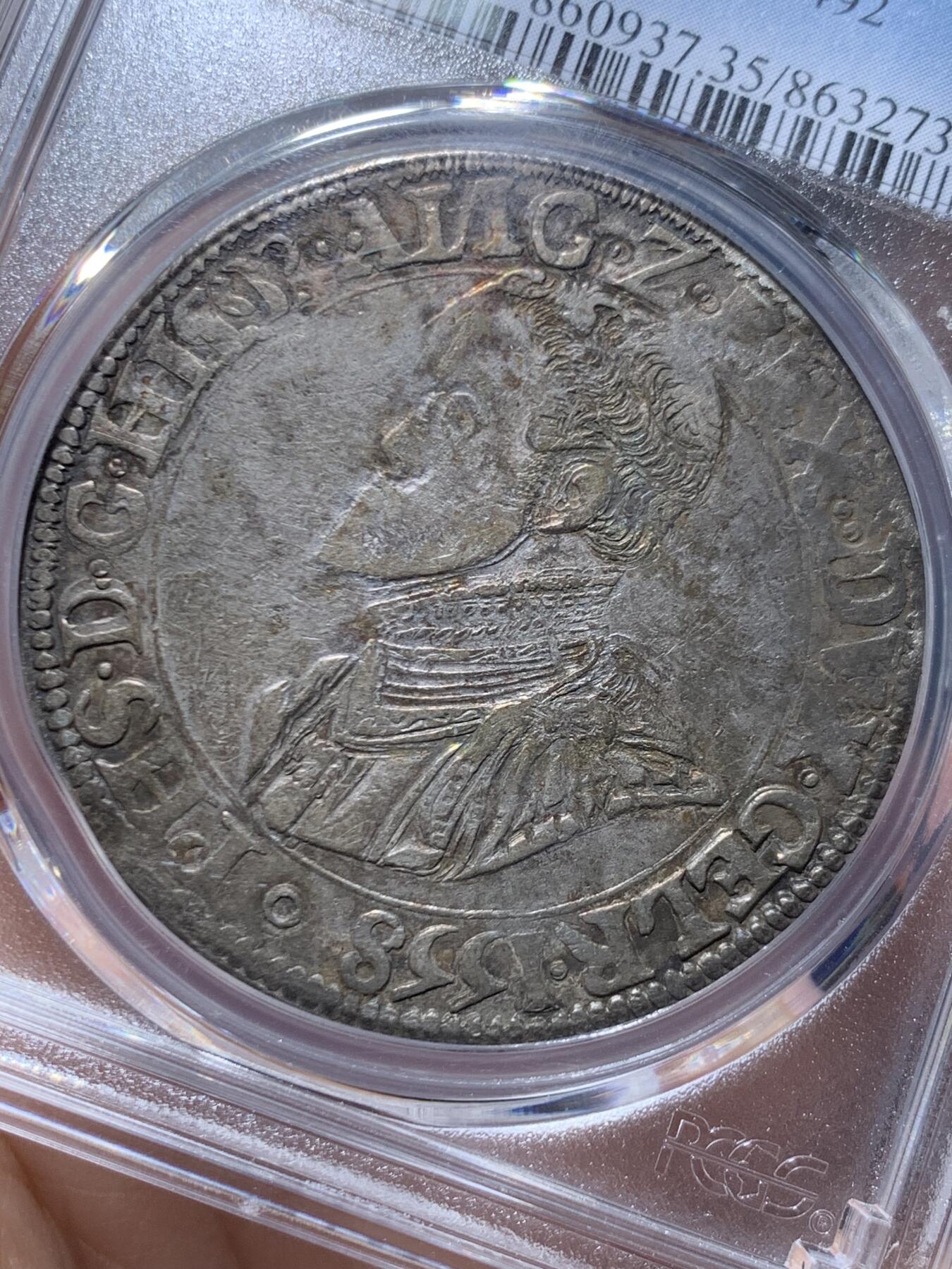 《竞宝斋》第469场 周日，周一 2场连拍 （全场包邮）欢迎送拍 PCGS VF35 荷兰 1558年 海尔德兰省 1DALLDER大银币