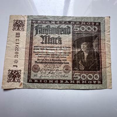 🌹外币初藏🌹🐯2026年第27场   每周二四六晚8️⃣点 接代拍 - 德国1922年帝国银行 5000马克 a