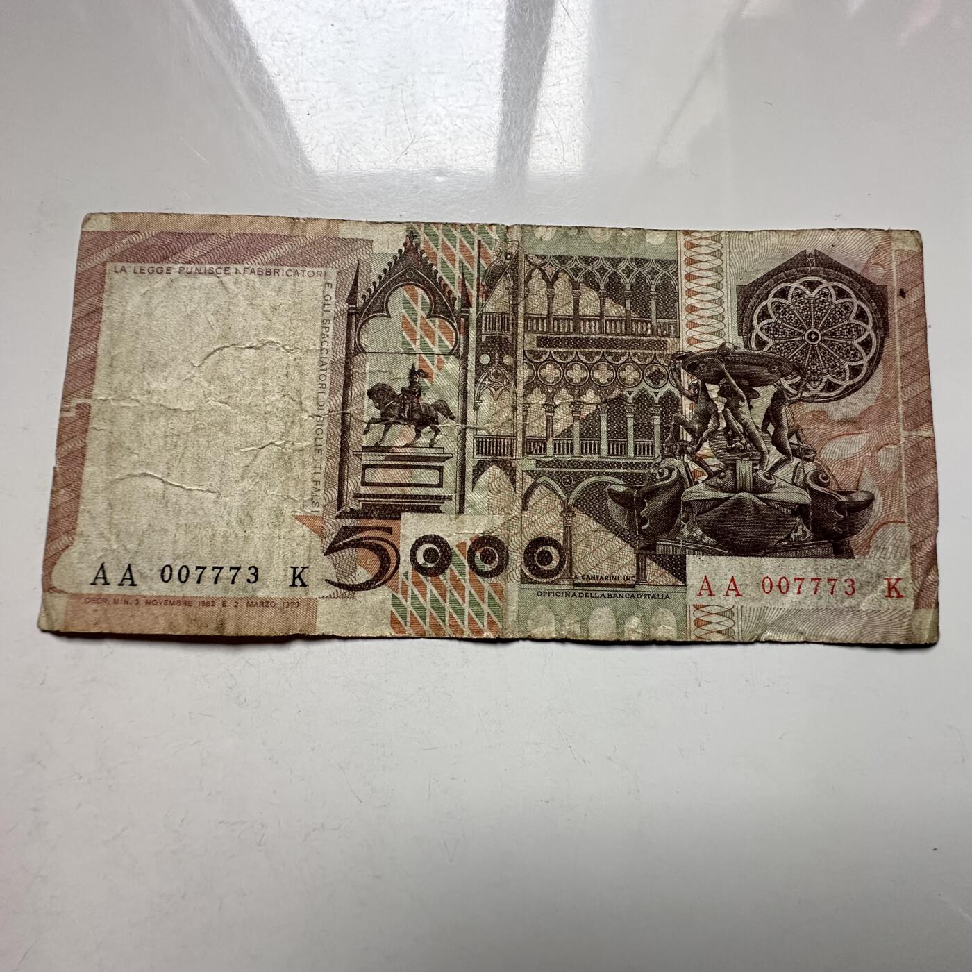 🌹外币初藏🌹🐯2026年第27场   每周二四六晚8️⃣点 接代拍 意大利1979年 5000里拉纸币（皮耶罗·德拉·弗朗切斯卡版） 