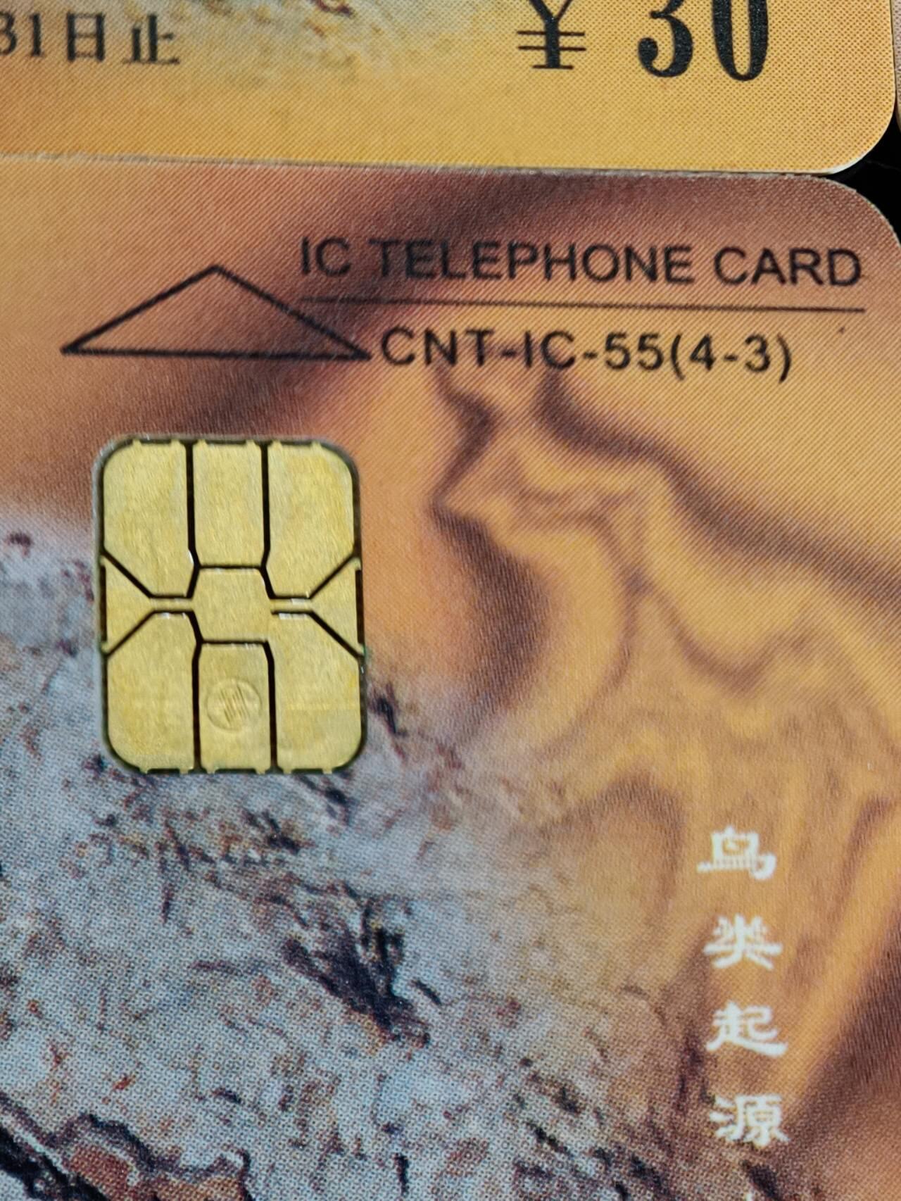 公藏第62期裸卡拍卖 电信IC新卡（IC-55   中华恐龙）4全无封套广东版，芯片光亮，卡品好。