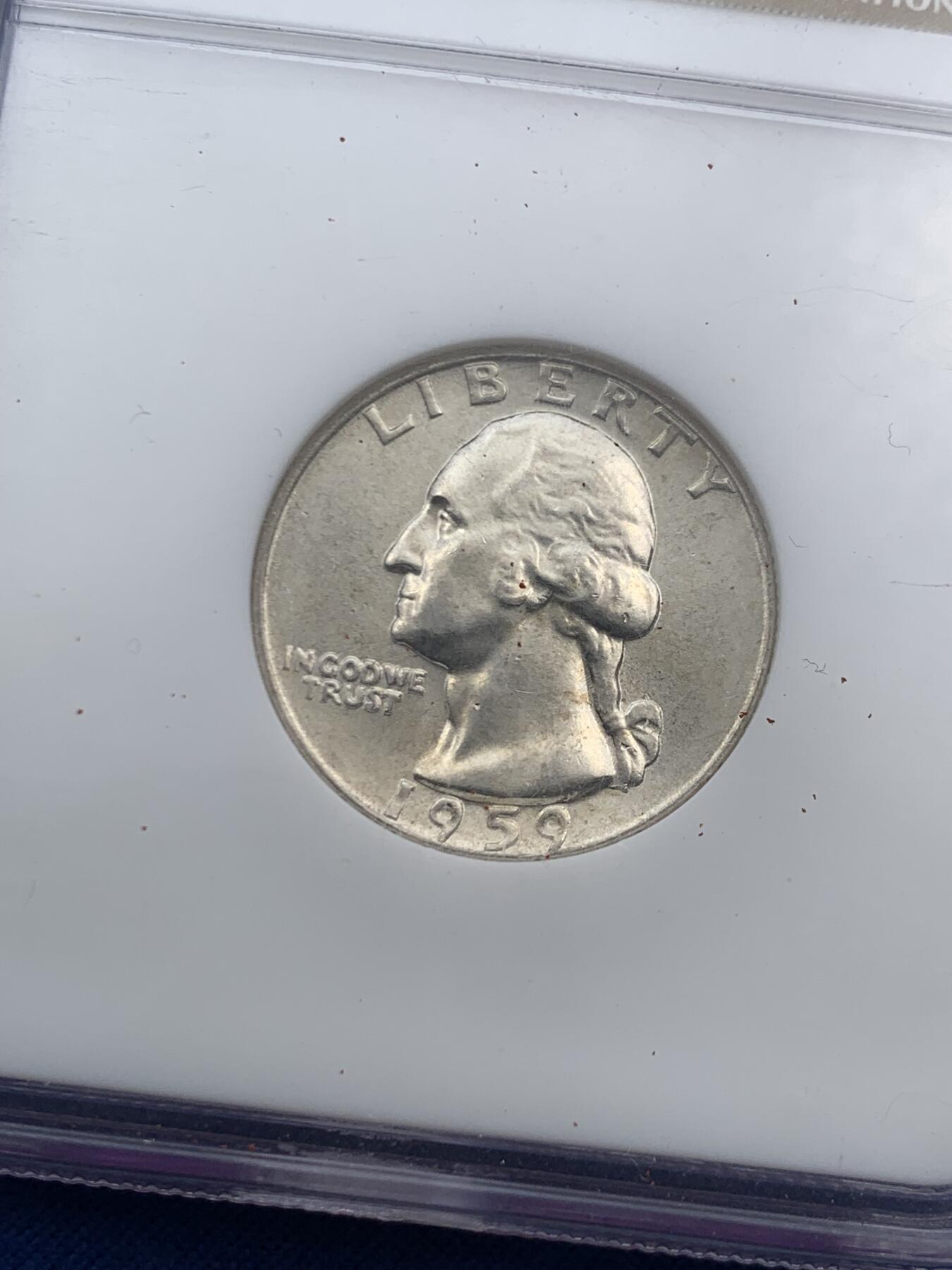 《竞宝斋》第469场 周日，周一 2场连拍 （全场包邮）欢迎送拍 NGC MS65 美国1959年华盛顿25美分银币