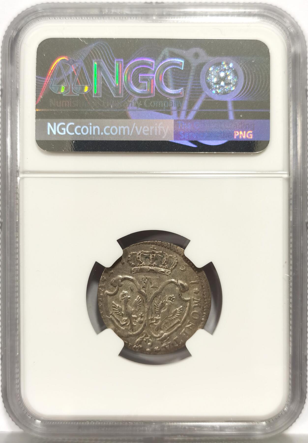 博洋堂世界钱币拍卖第164期（全场包邮） NGC UNC 德国普鲁士1757年6格罗申银币
