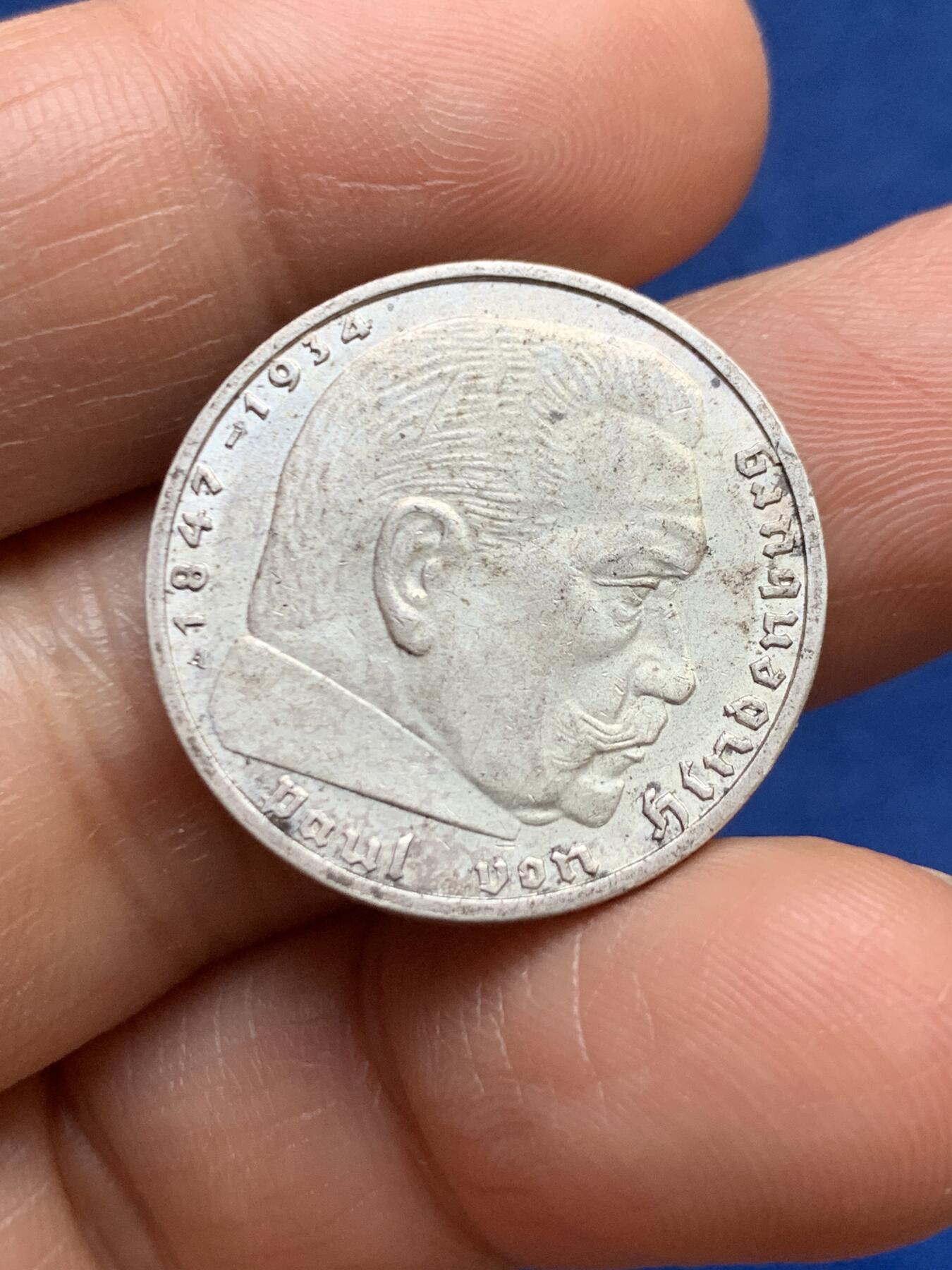 《竞宝斋》第469场 周日，周一 2场连拍 （全场包邮）欢迎送拍 德国1939年兴登堡2马克银币