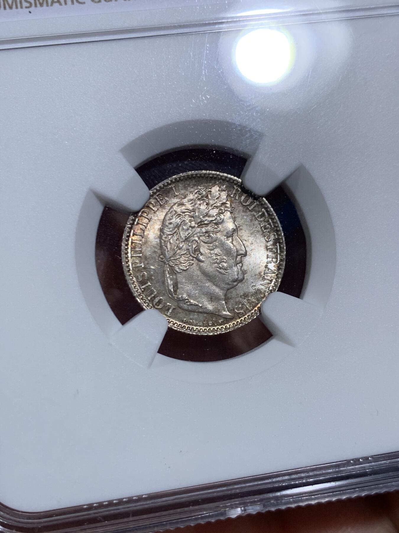 《竞宝斋》第469场 周日，周一 2场连拍 （全场包邮）欢迎送拍 NGC MS65 法国1847年菲利普50C银辅币 超高分 稀见品 亚军分数